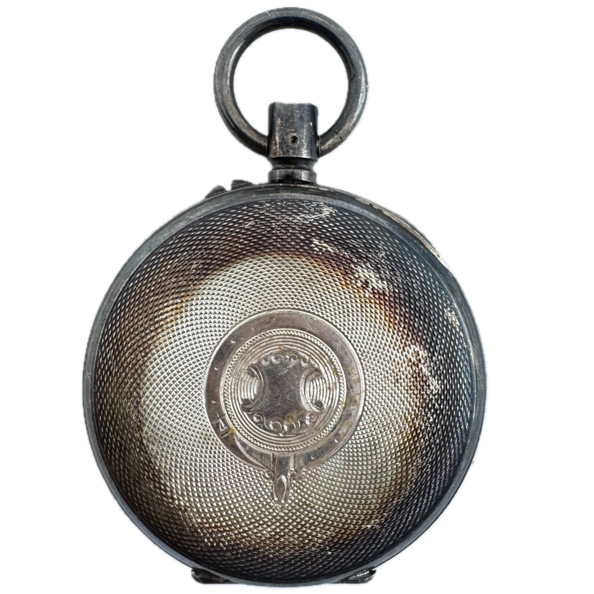 Antique 42mm G.D Open Face Pocket Watch Case Sterling Silver Scale & Shield