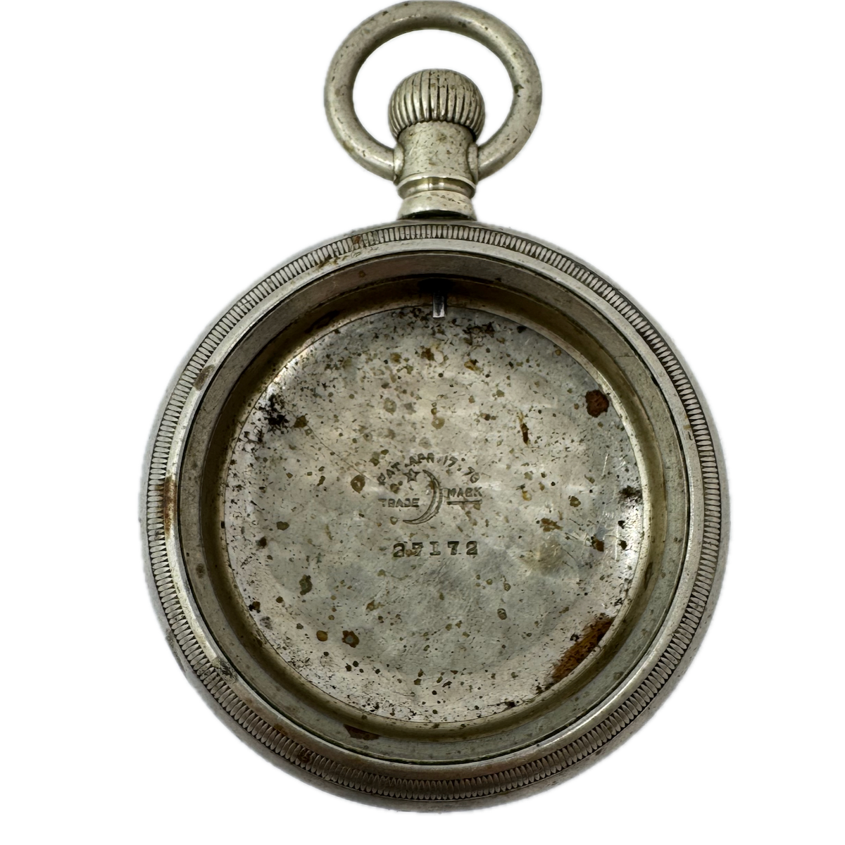 Antique 18 Size Crescent Swing Out Pocket Watch Case Nickel Coin Edge USA