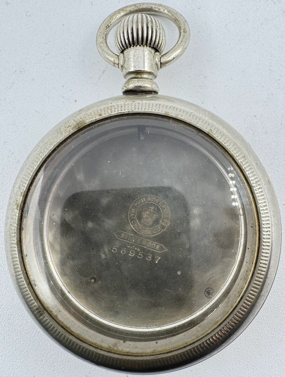 Antique 18s Philadelphia Crown Open Face Pocket Watch Case Silverode Locomotive