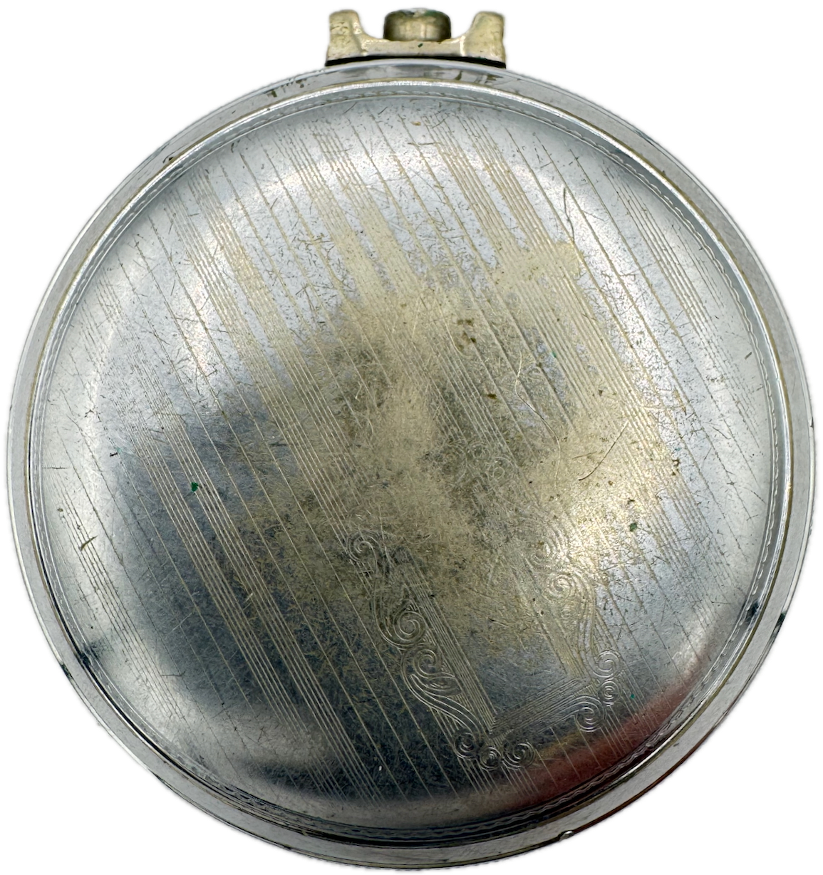 Antique 18 Size Emperor Open Face Pocket Watch Case Chrome PlatedPinstriped USA