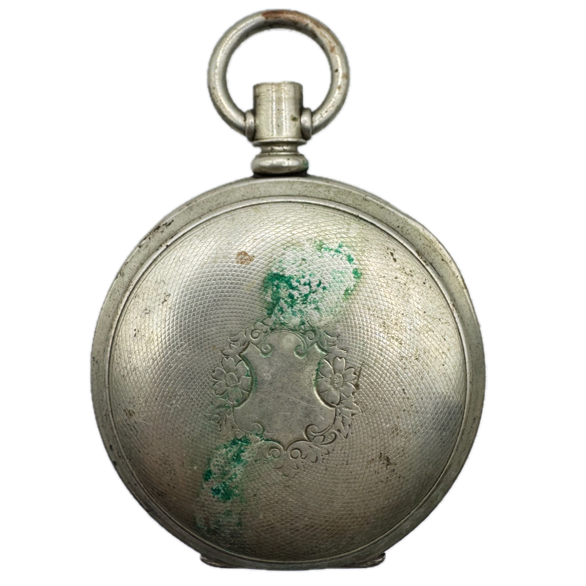 Antique 18 Size Dueber Open Face Pocket Watch Case Silverine Scaled Shield USA