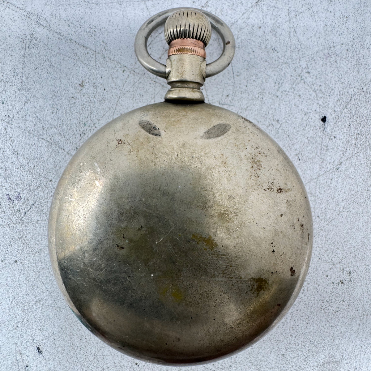 Antique 18 Size Crescent Coin Edge Swing Out Pocket Watch Case Nickel USA