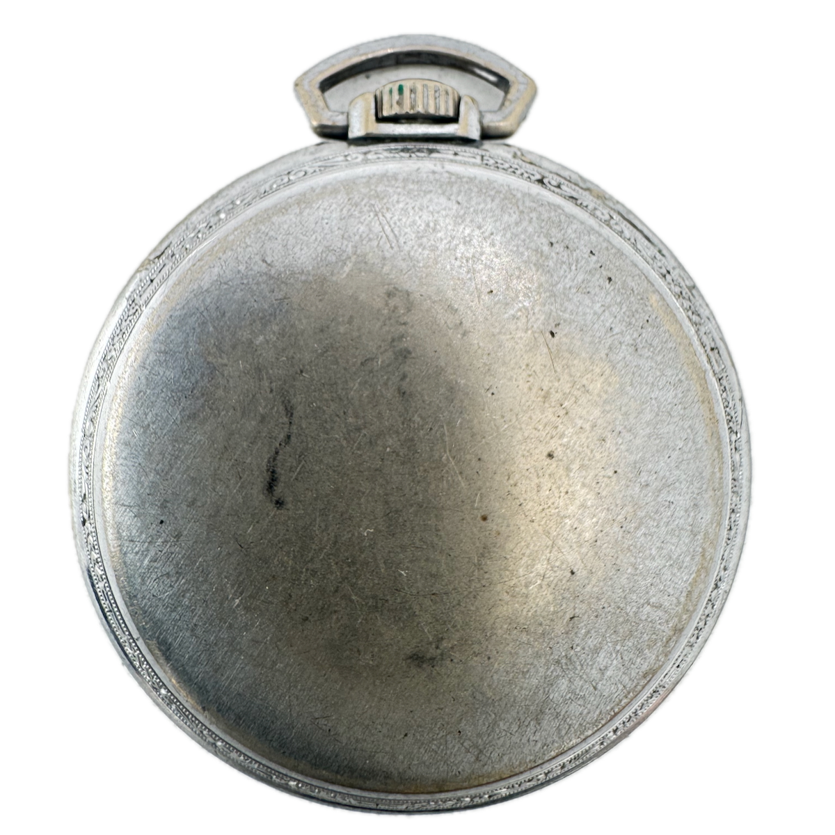Antique 6s Keystone Art Deco Edge Open Face Pocket Watch Case Chrome Plated USA