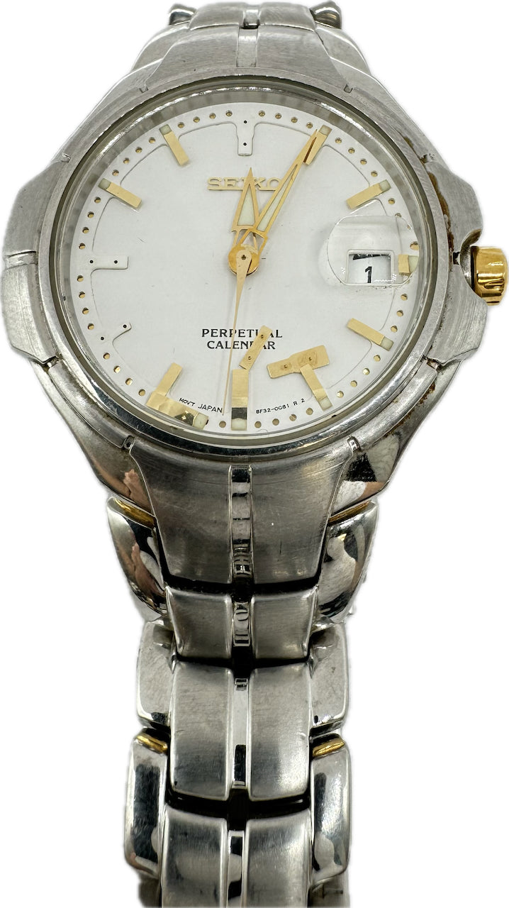 Mens Vintage Seiko Stainless Steel Analog Calendar Watch Vintage