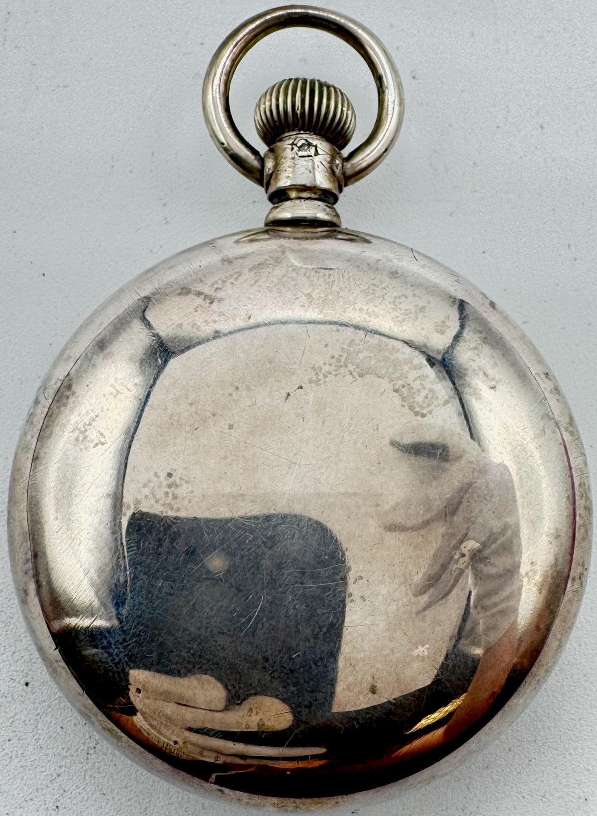Antique 18 Size Crescent Swingout Open Face Pocket Watch Case Sterling Silver