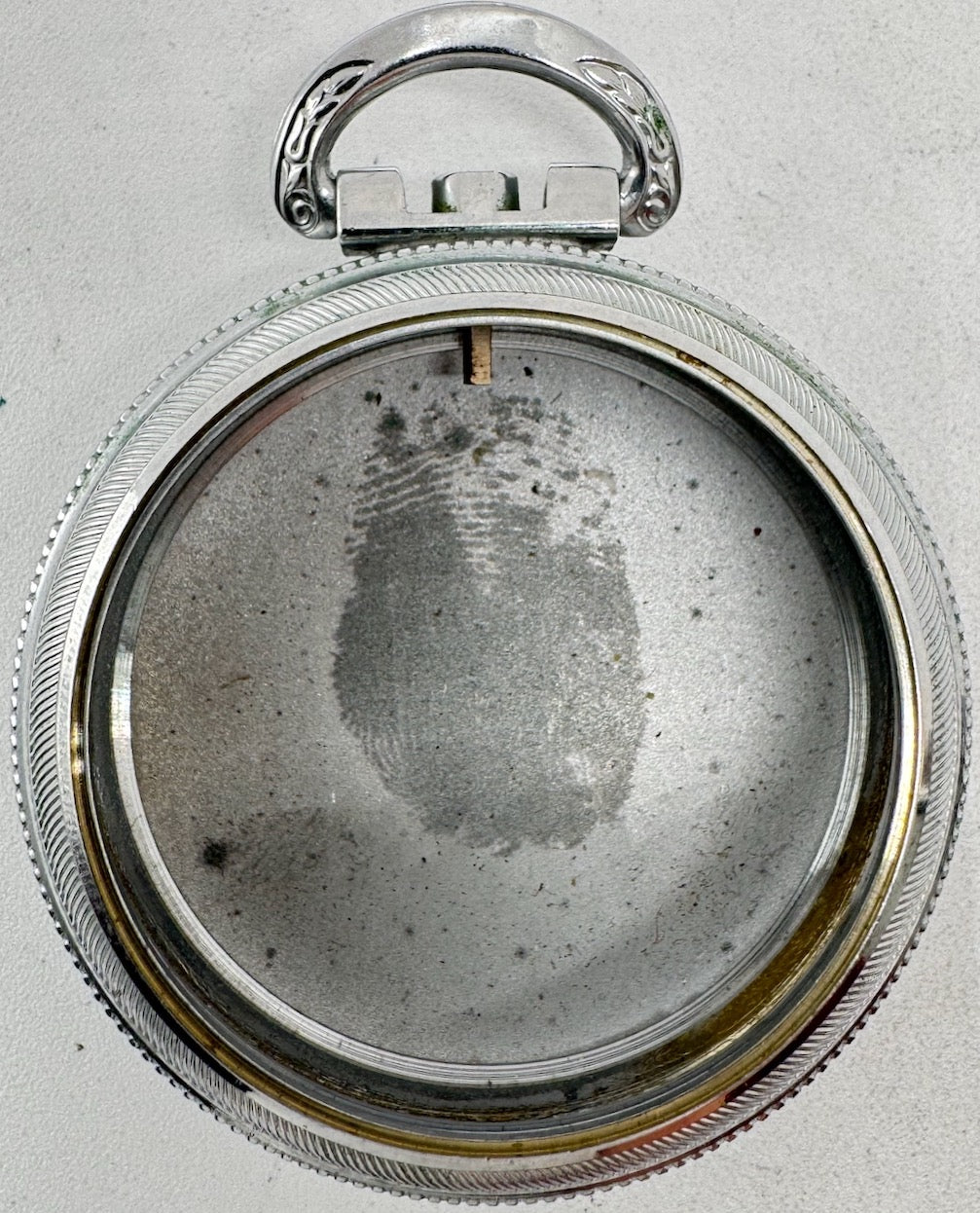Vintage 18s Defiance Open Face Pocket Watch Case Chrome Plated Beaded USA