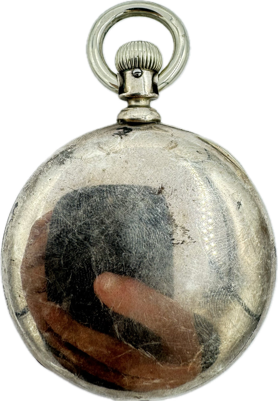 Antique 18 Size Blauer 3 Ounce Open Face Pocket Watch Case Coin Silver USA