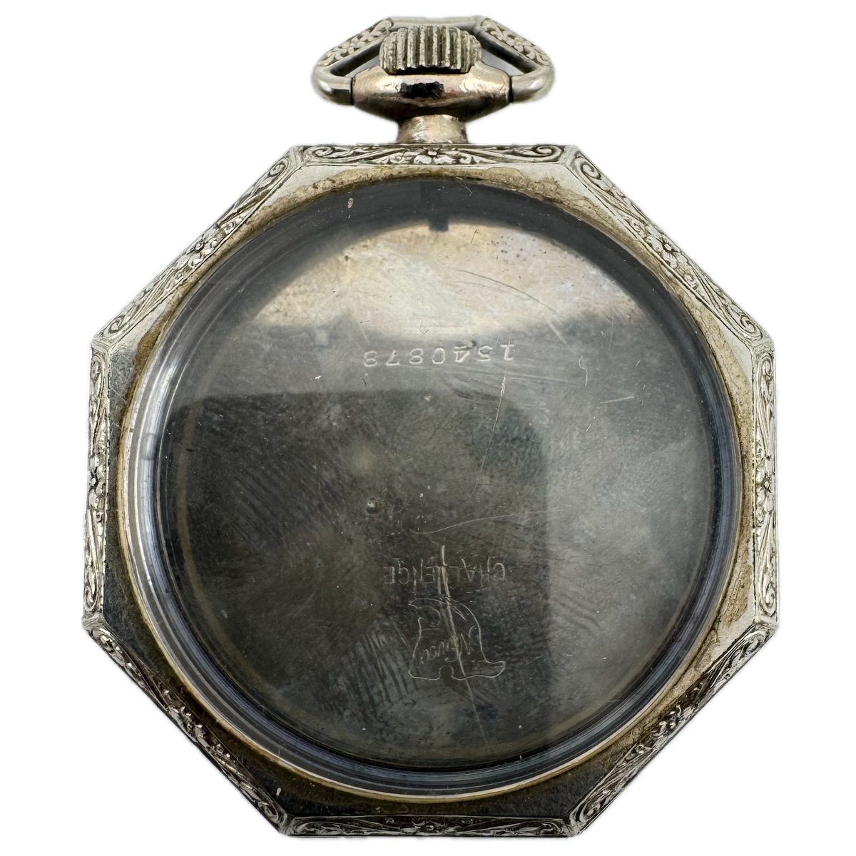 Antique 12s Nawco Challenge Open Face Pocket Watch Case Octagonal Pinstriped
