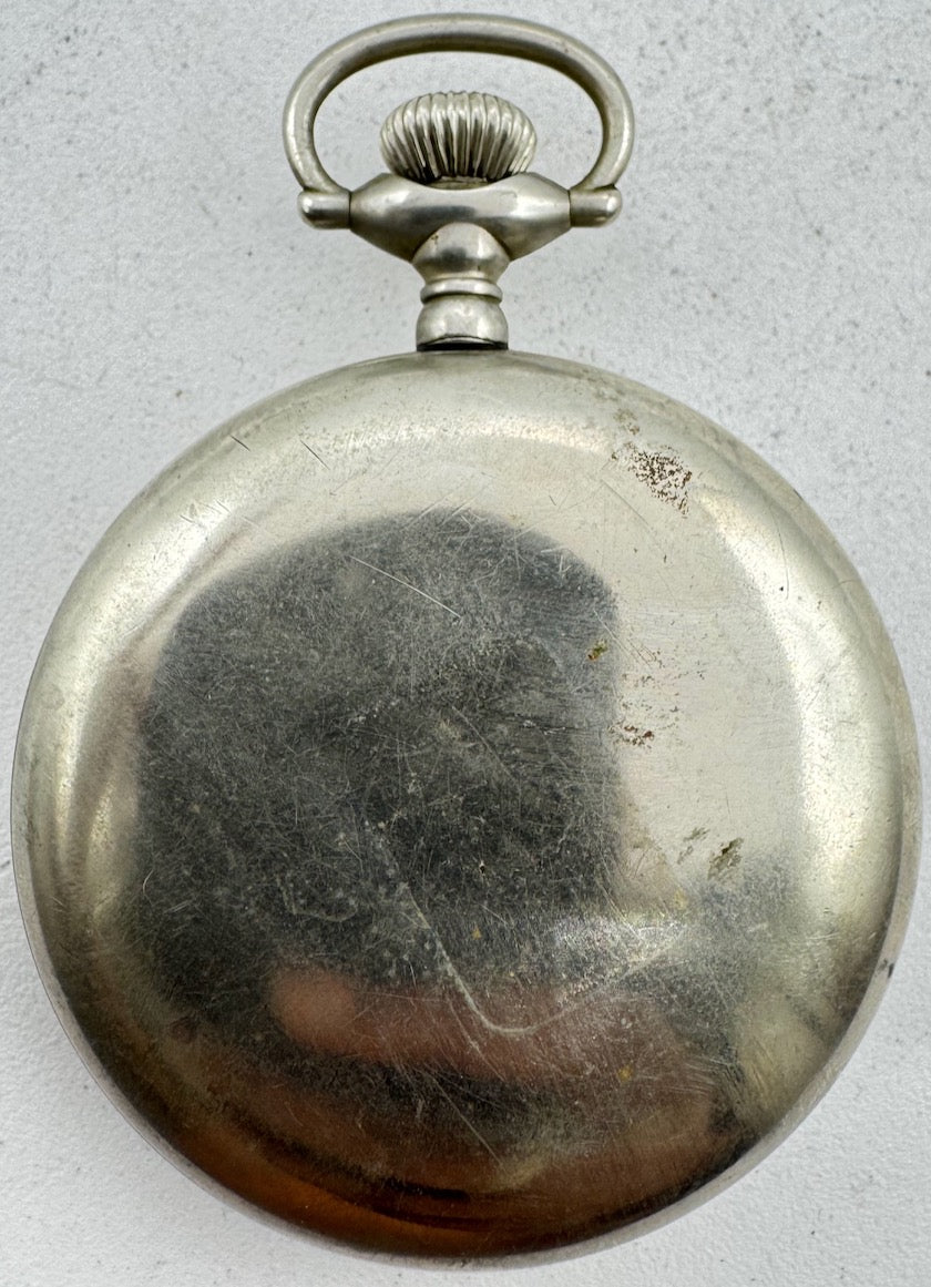 Antique 18 Size Philadelphia Crown Open Face Pocket Watch Case Silverode USA