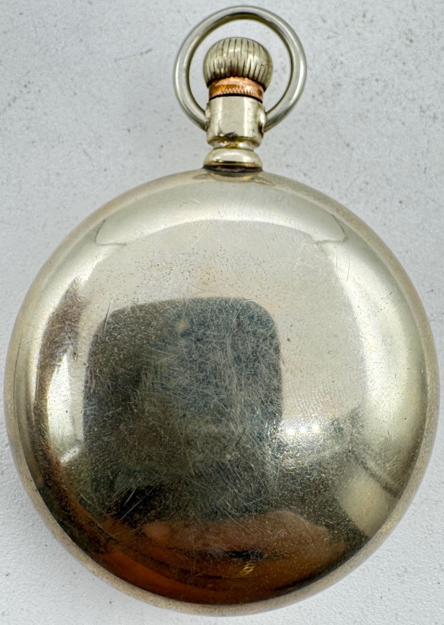 Antique 18 Size Crescent Open Face Pocket Watch Case Nickel AlloyCoin Edge USA