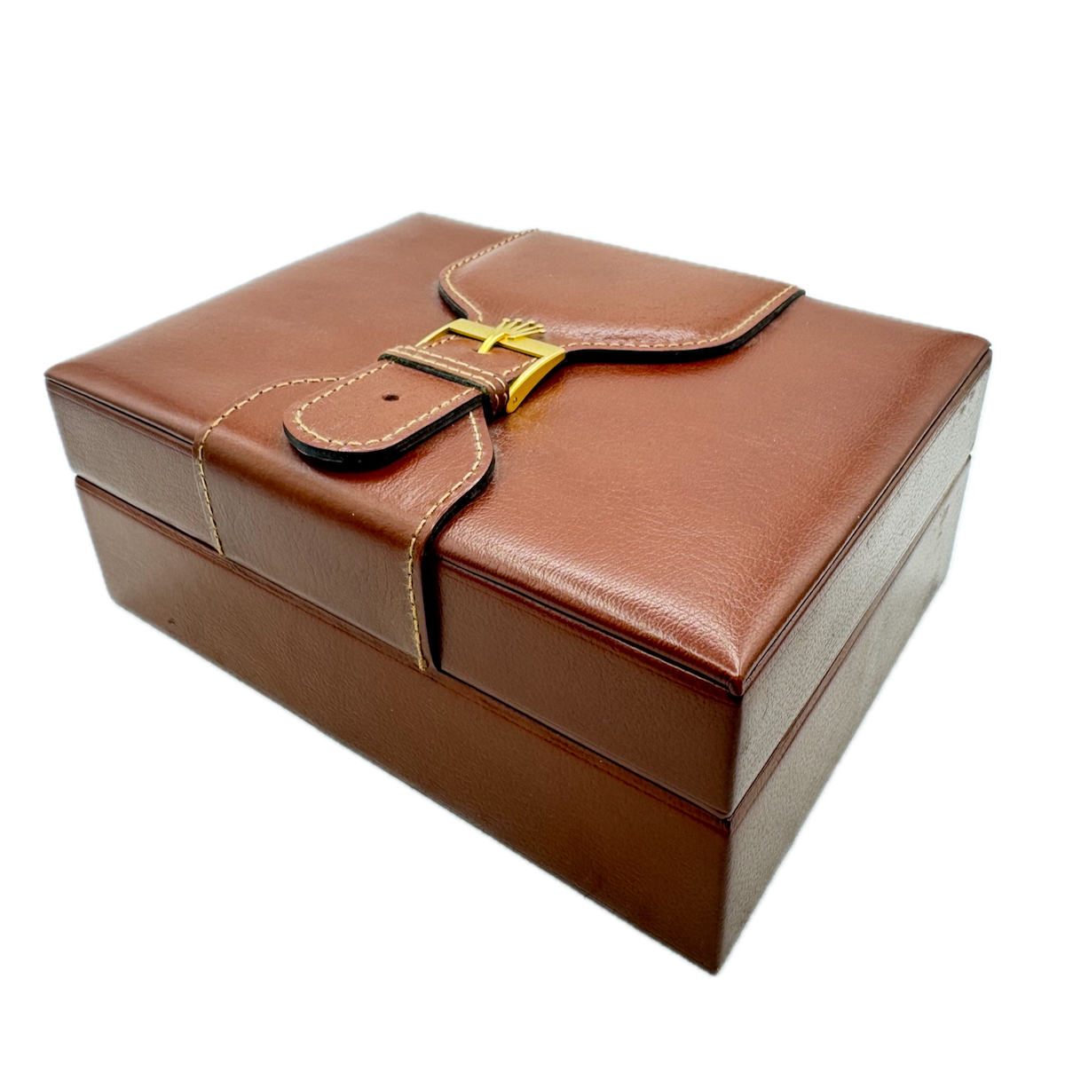 Vintage 7.5in Rolex 71.00.01 President Men's Wristwatch Box Swiss Wood&Leather
