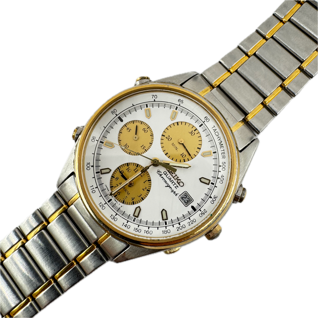 Vintage 37.5mm Seiko 7T32-7830 Men's Quartz Chronograph Wristwatch