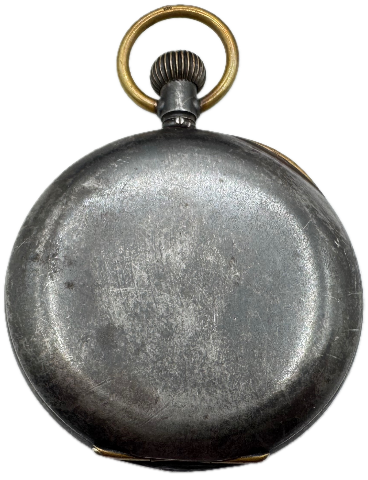 Antique 12 Size Unsigned Open Face Pocket Watch Case Gun Metal & Brass USA