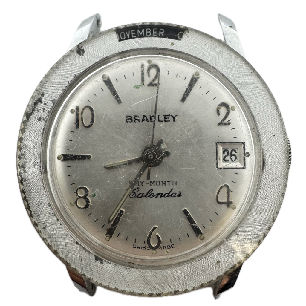 Vintage Bradley Day Month Linen Men's Mechanical Wristwatch Swiss Chro