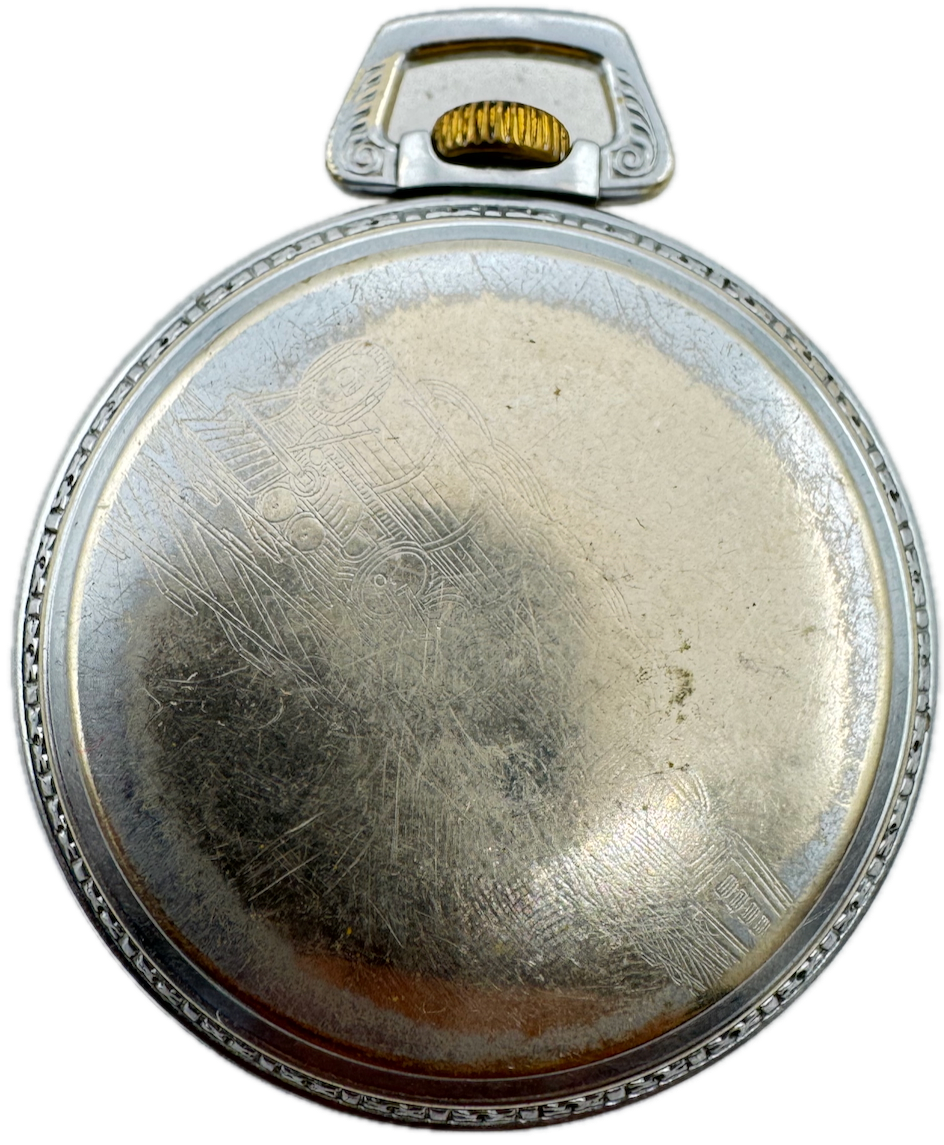 Antique 18s Keystone Open Face Pocket Watch Case Chrome PlatedLocomotive USA