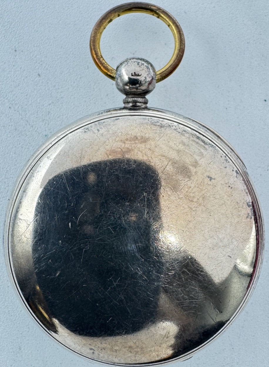 Antique 49.5mm English Key Wind Fusee Pocket Watch Case Sterling Silver