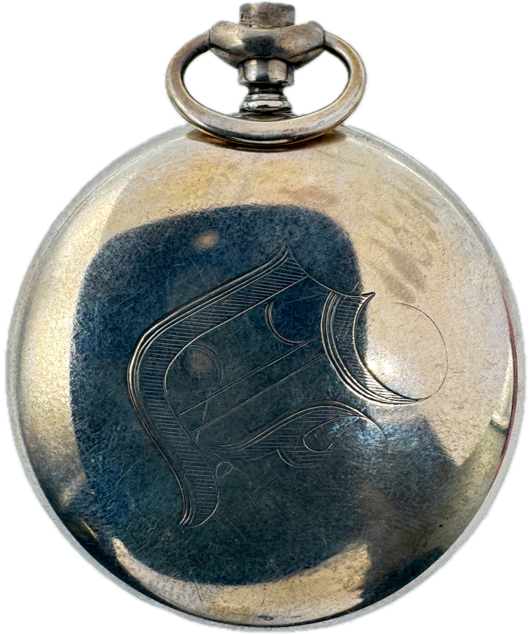 Antique 12 Size Fahy's Engraved Open Face Pocket Watch Case Sterling Silver