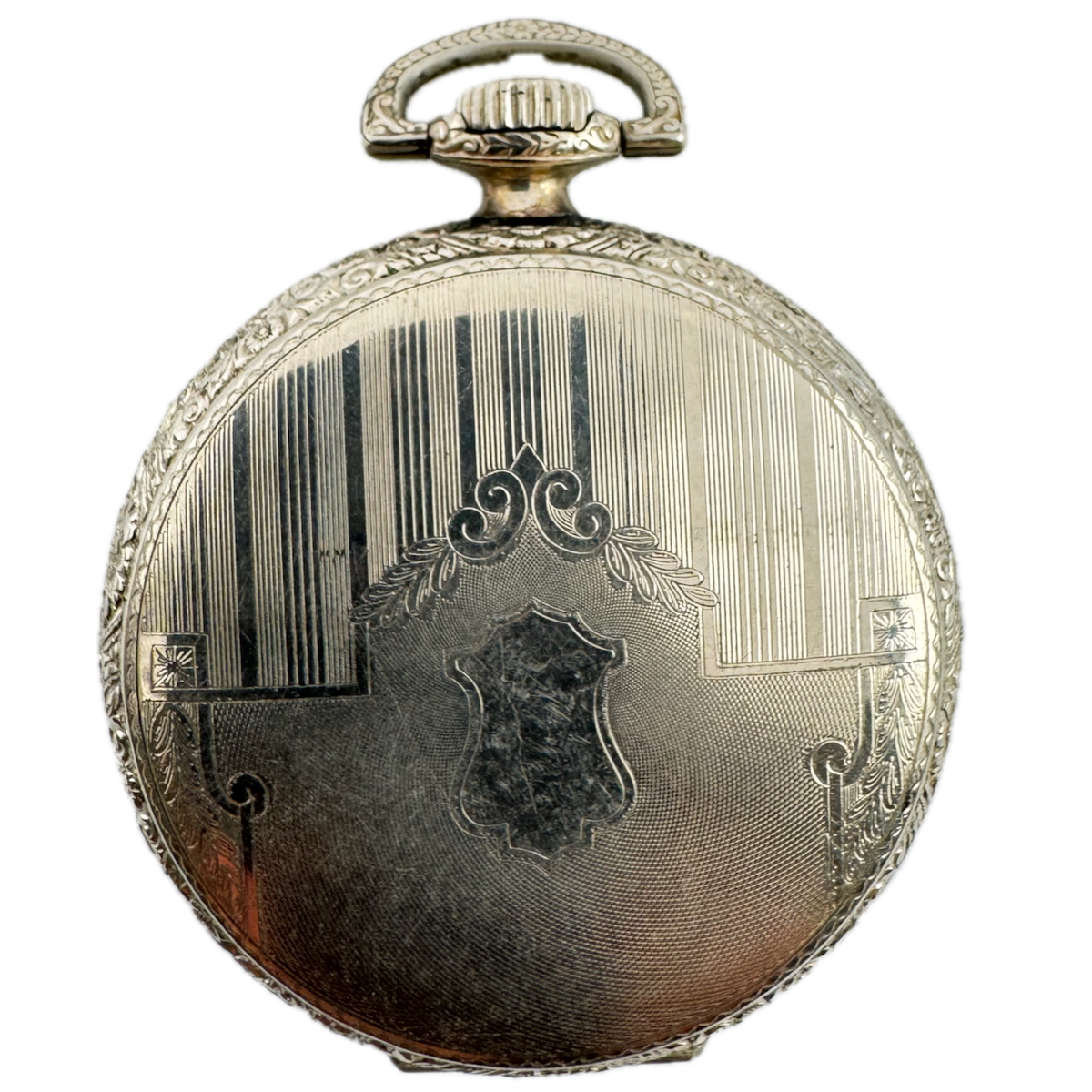 Antique 6 Size Defiance Open Face Pocket Watch Case Chrome Plated Pinstriped