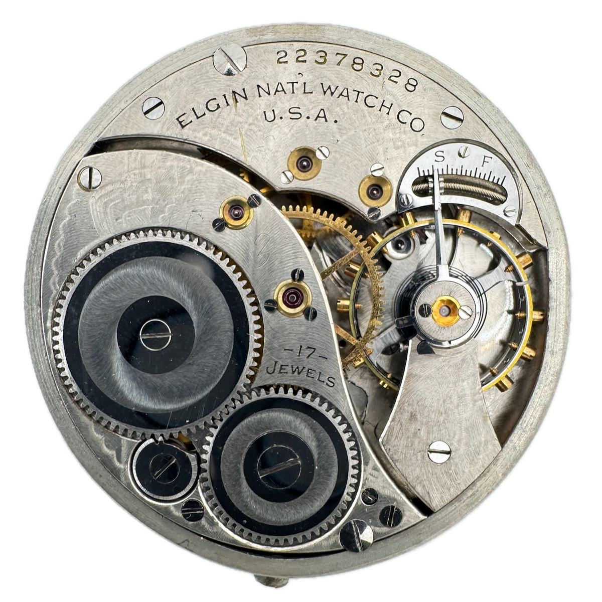 Antique 12s 1920 Elgin Mechanical Open Face Pocket Watch Movement 345 USA Runs