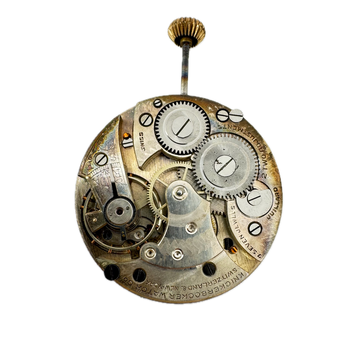 Antique 41.5mm Knickerbocker Mechanical Pocket Watch Movement Swiss Made