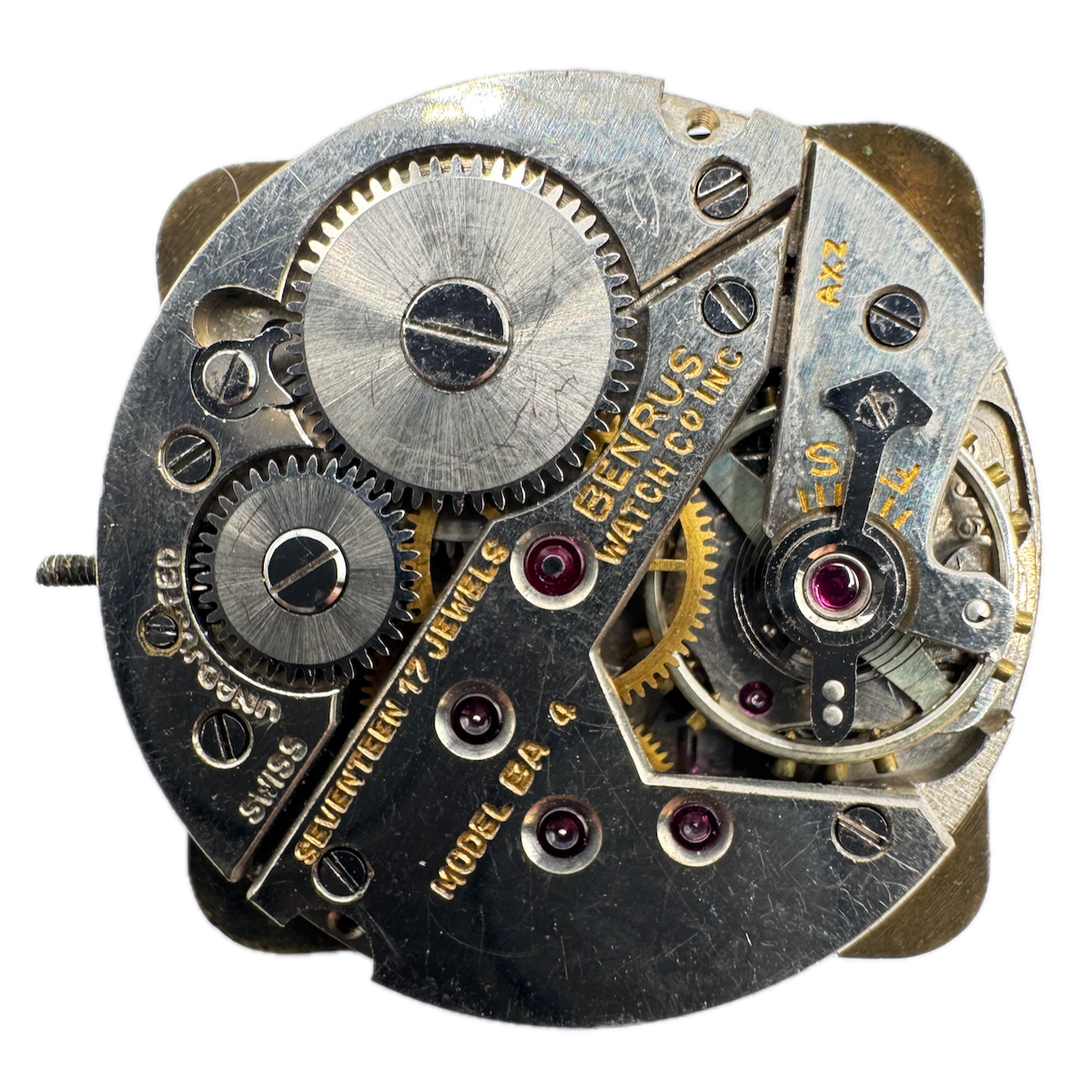 Vintage 23.5mm Benrus Square Mechanical Men's Wristwatch Movement BA 4 Swiss