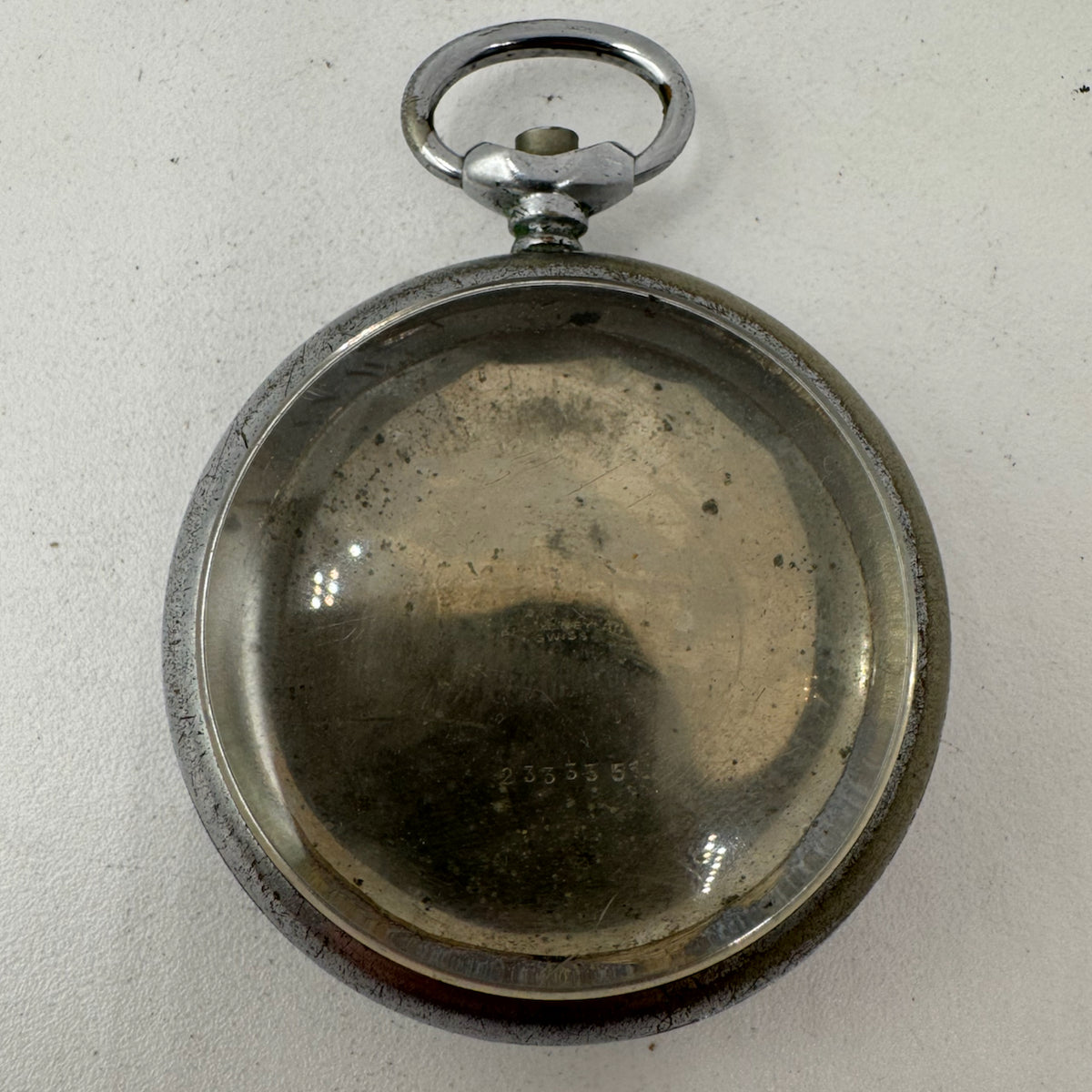 Antique 43mm Arbue Meylan Open Face Pocket Watch Case Chrome Plated Swiss