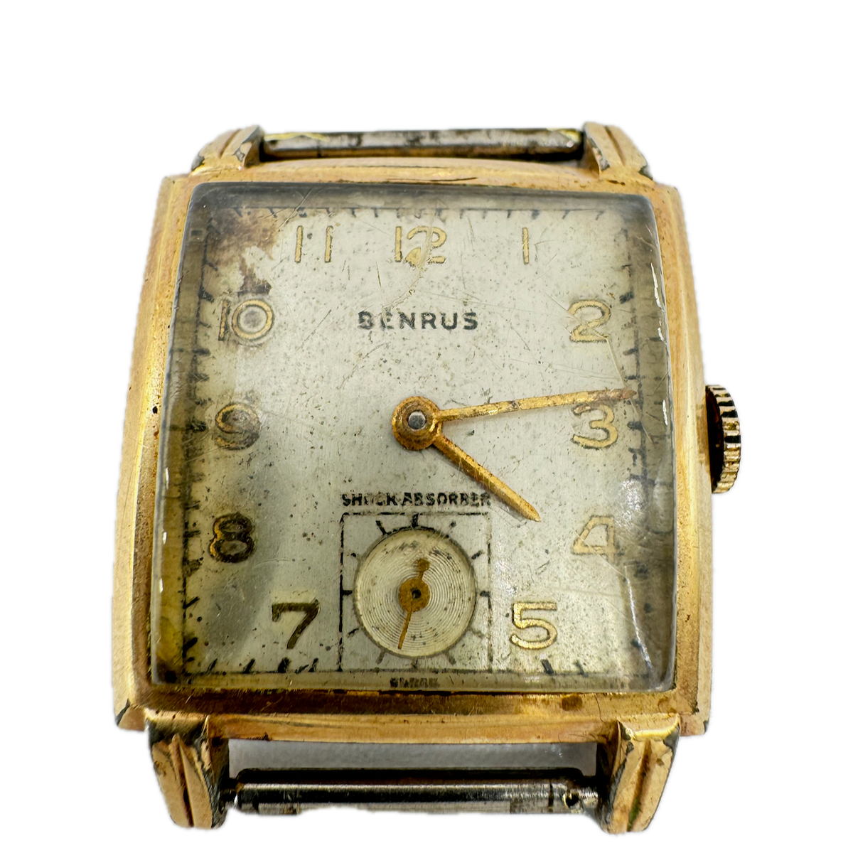 Vintage Benrus Deco Men's Mechanical Wristwatch BA 2 Swiss Gold Tone for Parts