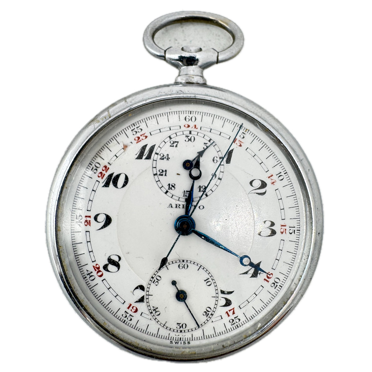 Antique 18s Aristo Import US Military 15j Chronograph Open Face Pocket Watch