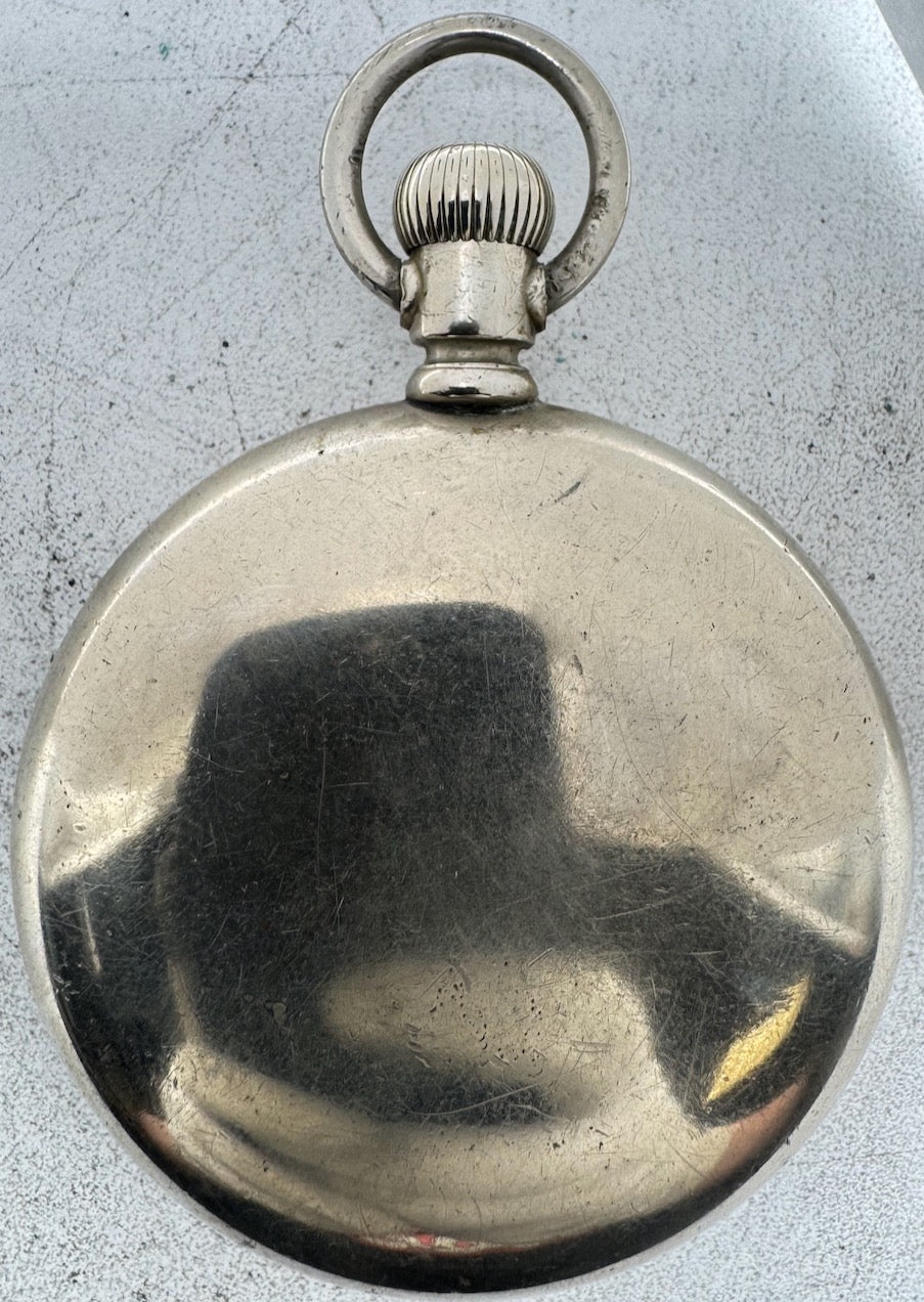 Antique 18 Size Crescent Swing Out Open Face Pocket Watch Case Nickel Alloy USA