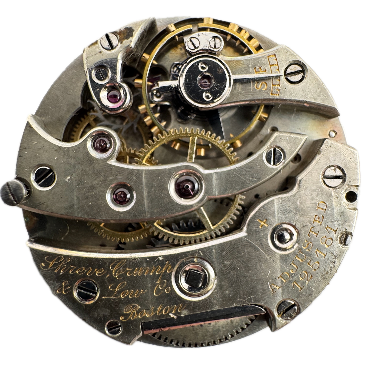 Antique 25.5mm Shreve, Crump & Low Co Mechanical Pocket Watch Movement Swiss