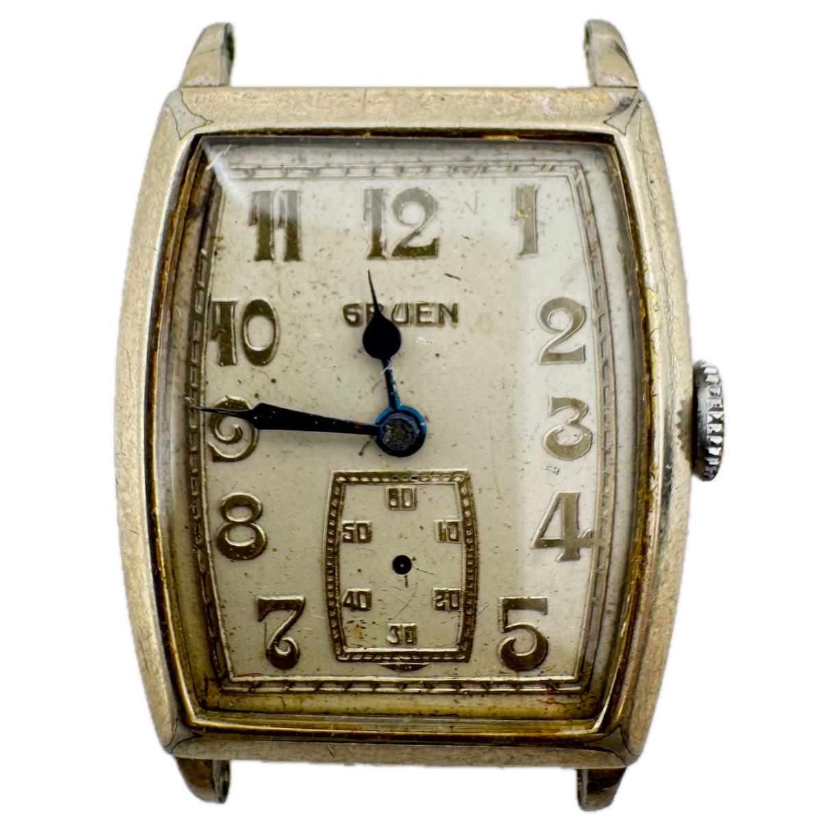 Vintage 24mm Gruen Deco 15 Jewel Men's Mechanical Wristwatch 179 14k White GF