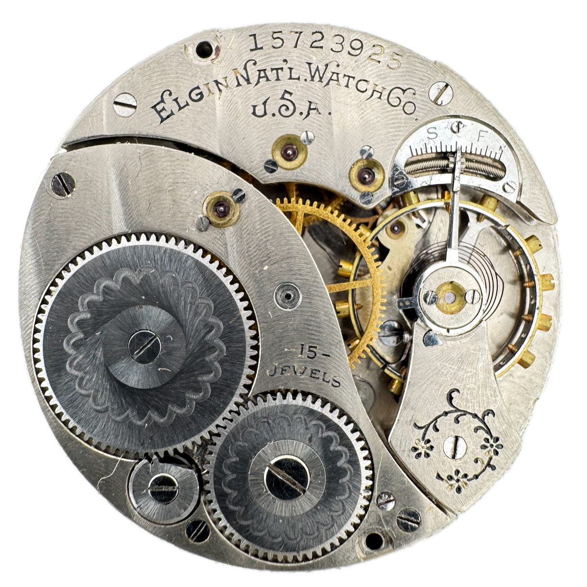 Antique 14s 1911 Elgin 15J Mechanical Pocket Watch Movement 357 USA fRepair