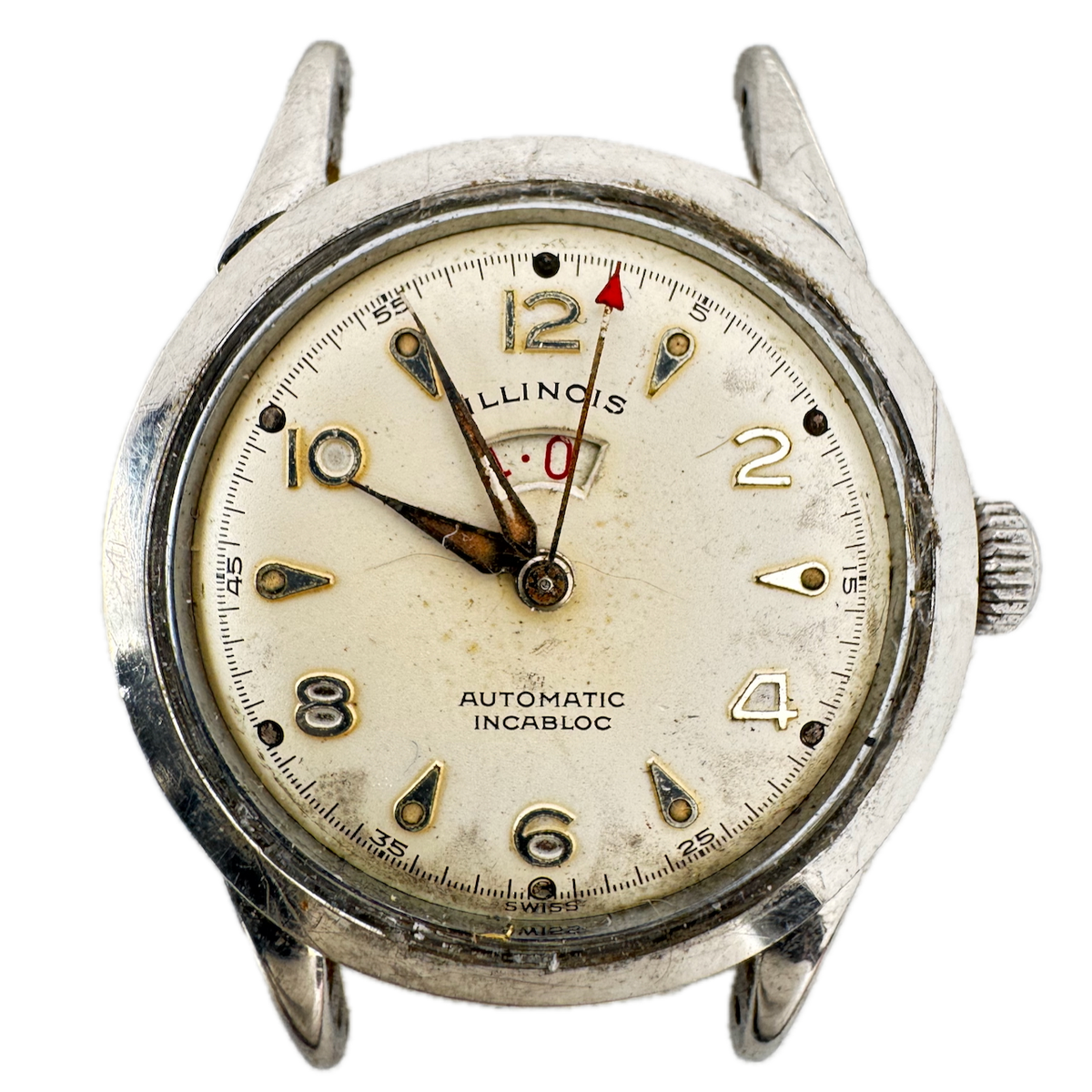 Vintage 32mm Illinois 9516 Power Reserve Men's Automatic Wristwatch 1256 Swiss
