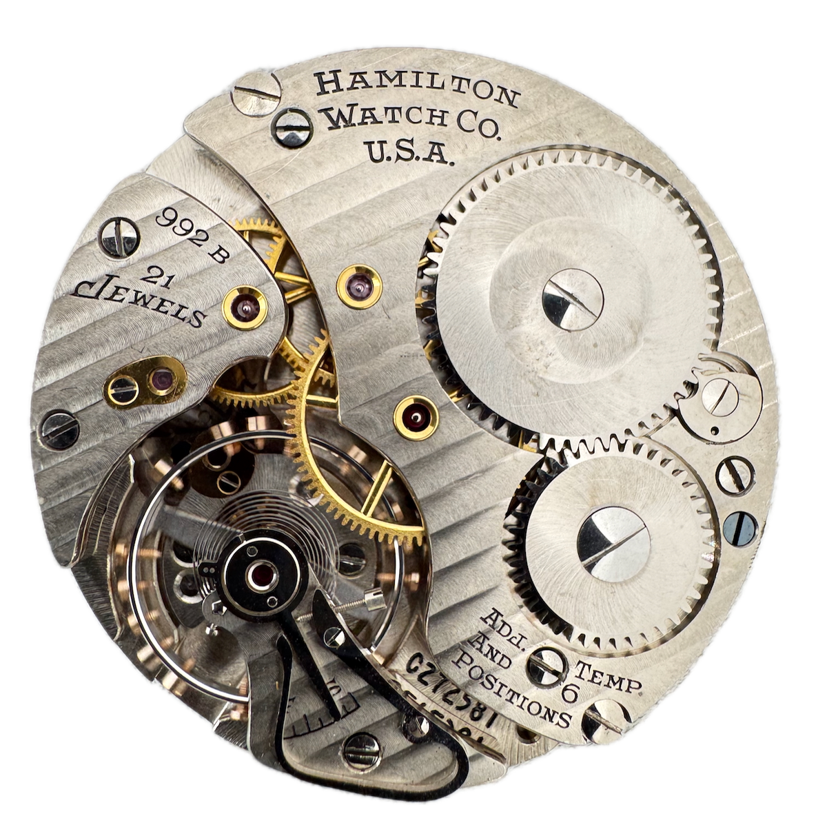 Vintage 16s 1949 Hamilton 21j Mechanical Railroad Pocket Watch Movement 992B