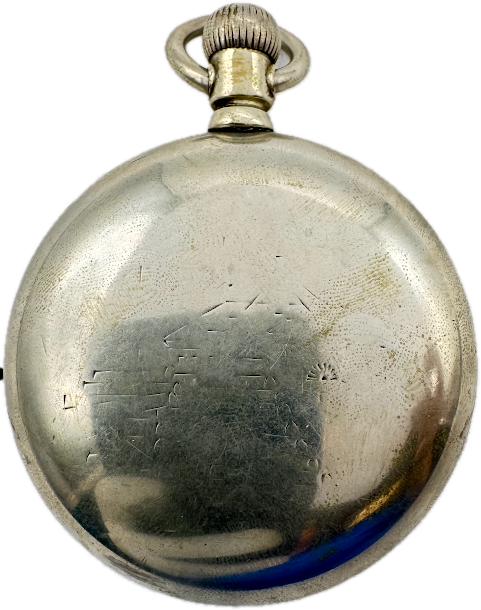 Antique 18s Crescent Coin Edge Open Face Pocket Watch Case Nickel Alloy USA