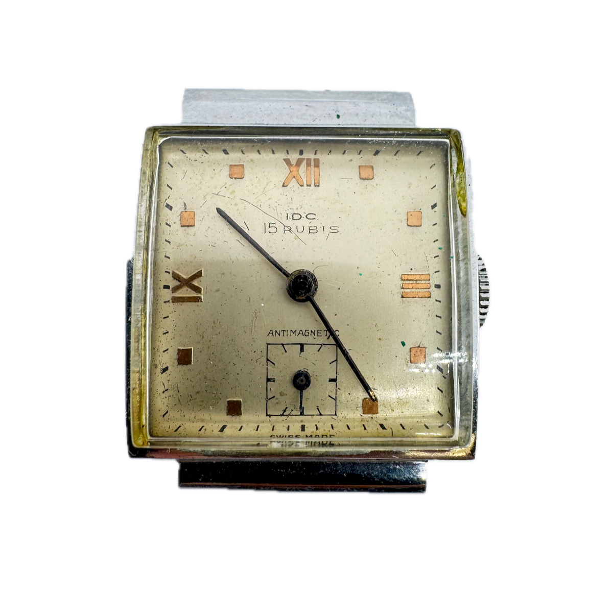 Vintage 25.5mm IDC Square 15 Jewel Men's Mechanical Wristwatch 2 Swiss Steel