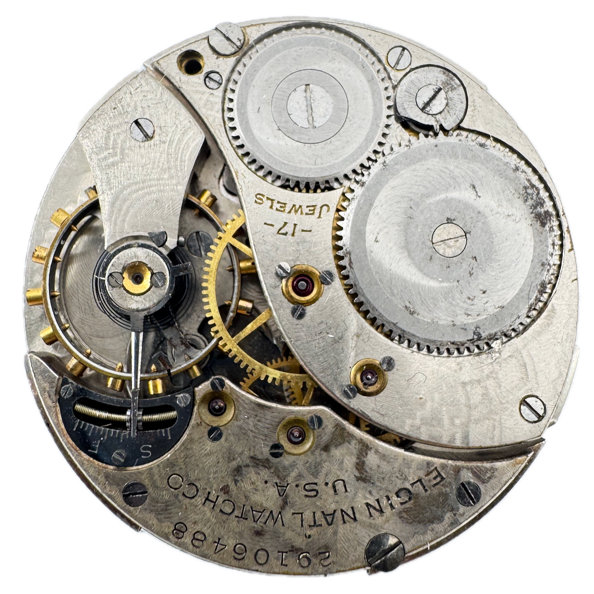 Vintage 12 SIze 1927 Elgin 17 Jewel Mechanical Pocket Watch Movement 345 USA