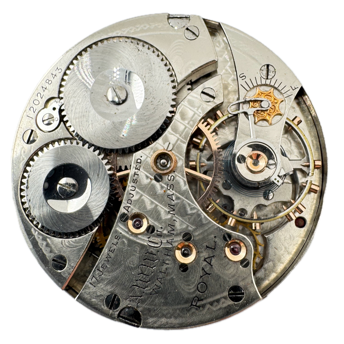 Antique 16s 1902 Waltham Checkerboard 17 J Hunter Pocket Watch Movement Royal