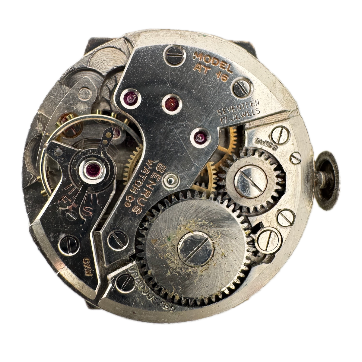 Vintage 26mm Benrus AT16 17j Mechanical Men's Wristwatch Movement 5120 Swiss