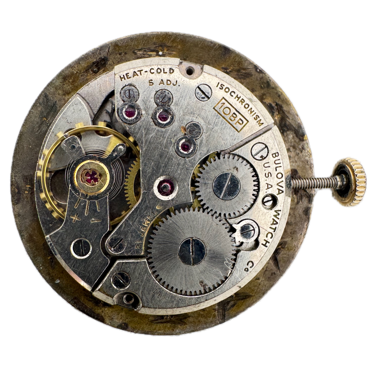 Vintage 29mm Bulova 21 Jewel Mechanical Men's Wristwatch Movement 10 BP USA