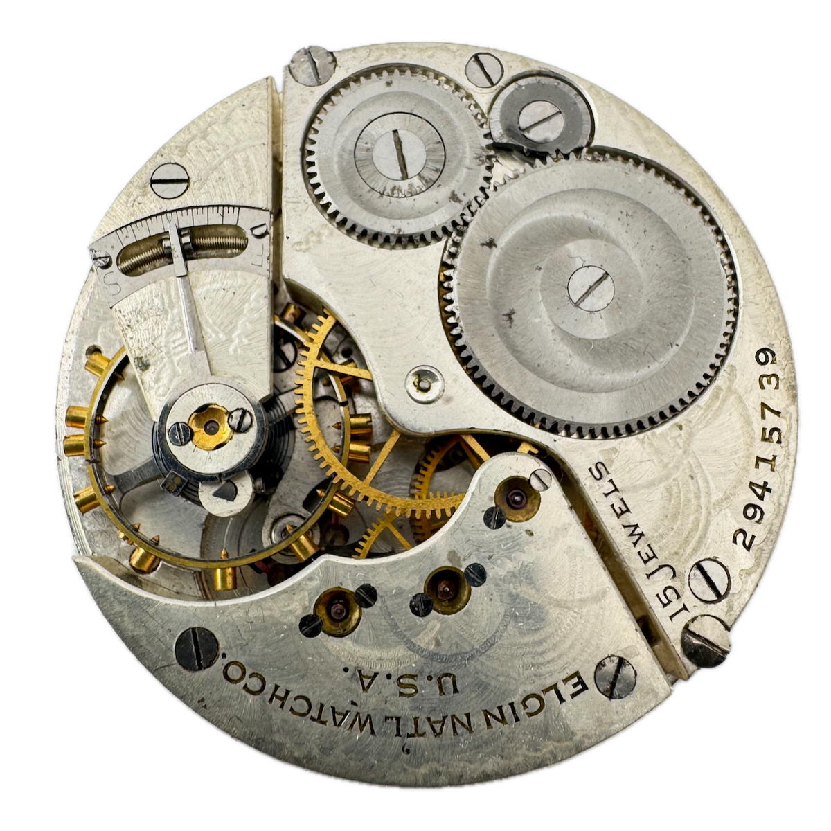 Vintage 16s 1927 Elgin Pinstriped 15 Jewel Mechanical Pocket Watch Movement 313