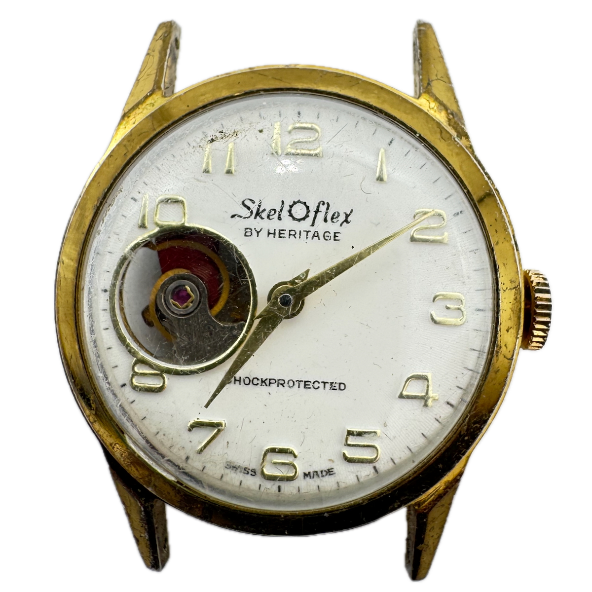 Vintage Heritage Skel o Flex Men's Mechanical Wristwatch Swiss Gold Tone