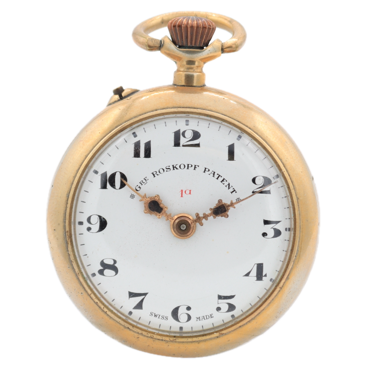 Antique Roskopf Patent Fancy Gold Hands Mechanical Pocket Watch Swiss