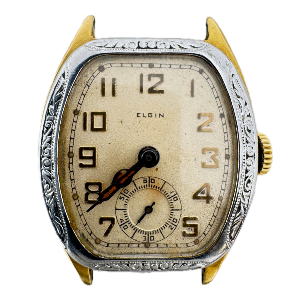 Vintage 31mm Elgin Two Tone Jewel Men's Mechanical Wristwatch