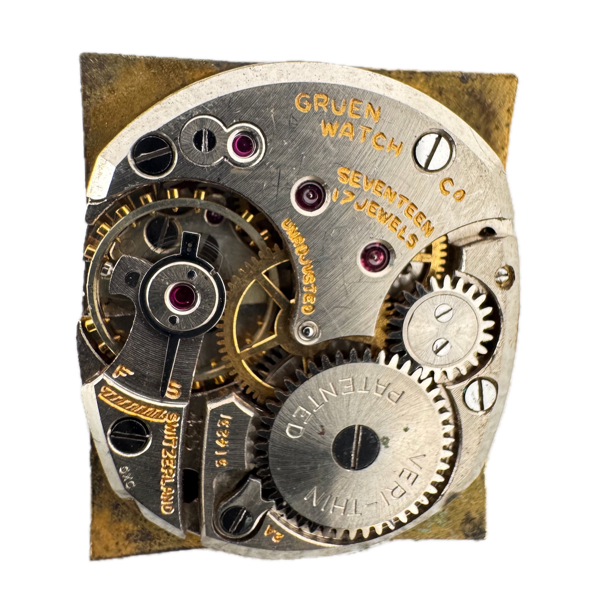 Vintage 19.5mm Gruen Verithin 17j Mechanical Men's Wristwatch Movement Swiss