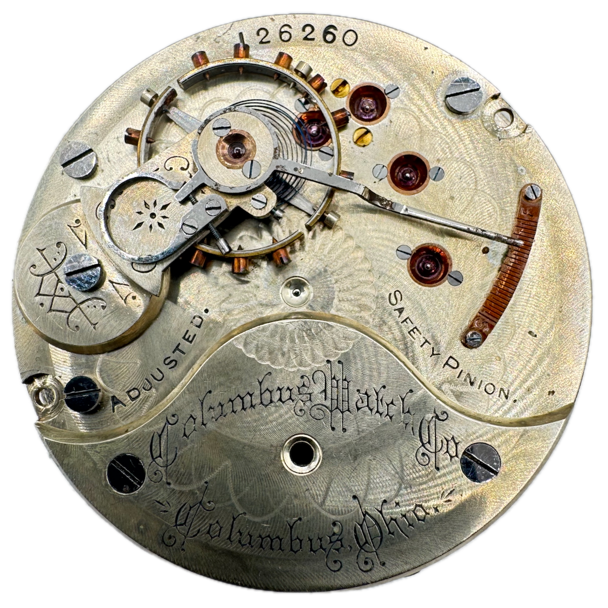 Antique 18s 1888 Columbus 3 16j Mechanical Open Face Pocket Watch Movement USA