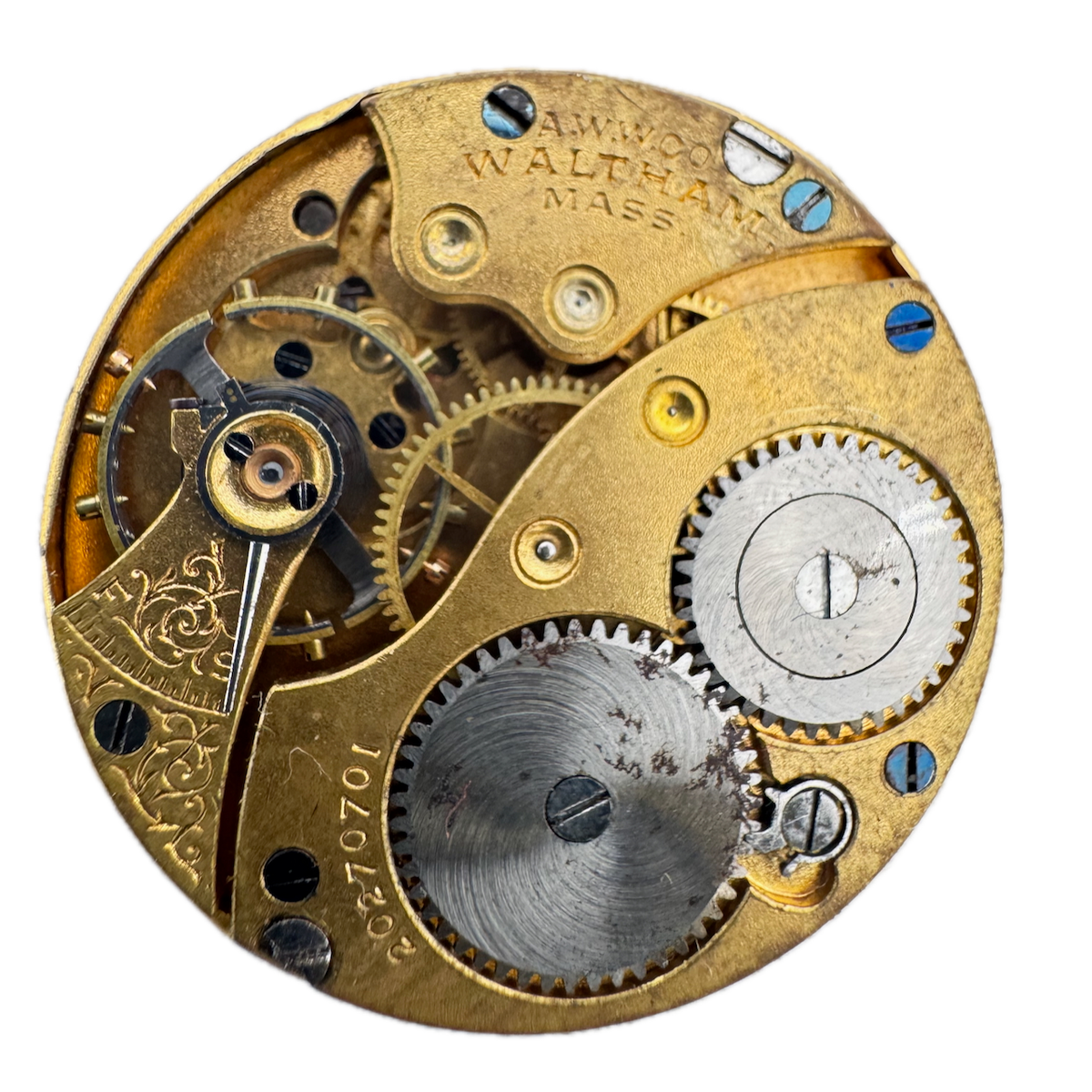 Antique 0s 1915 Waltham 7 Jewel Mechanical Hunter Pocket Watch Movement 160 USA