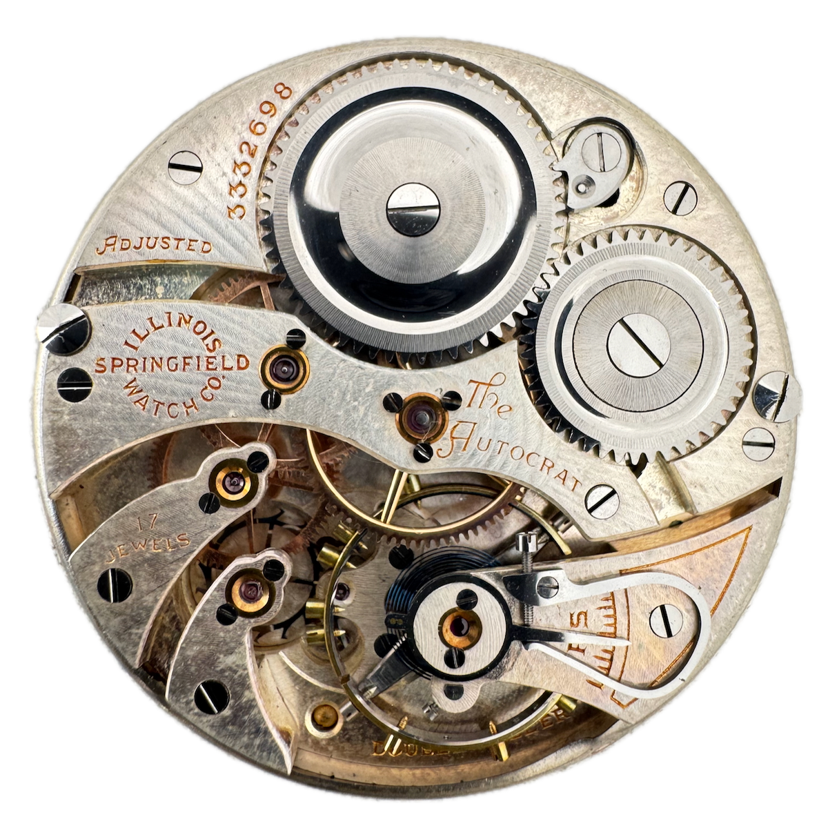 Antique 12s 1918 Illinois The Autocrat 17 Jewel Pocket Watch Movement 405 USA