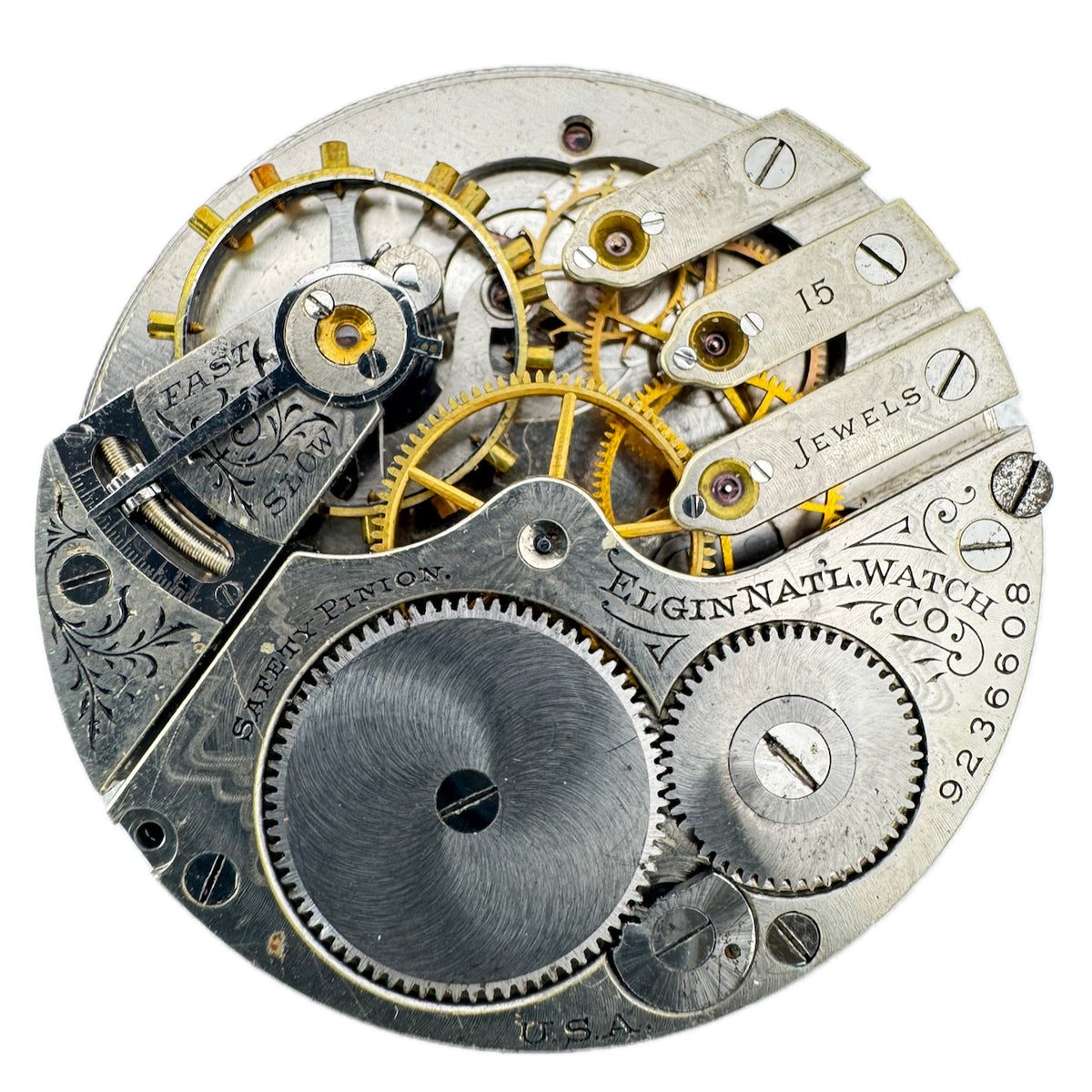 Antique 16s 1901 Elgin Mechanical Hunter Pocket Watch Movement 3-Finger 247 USA