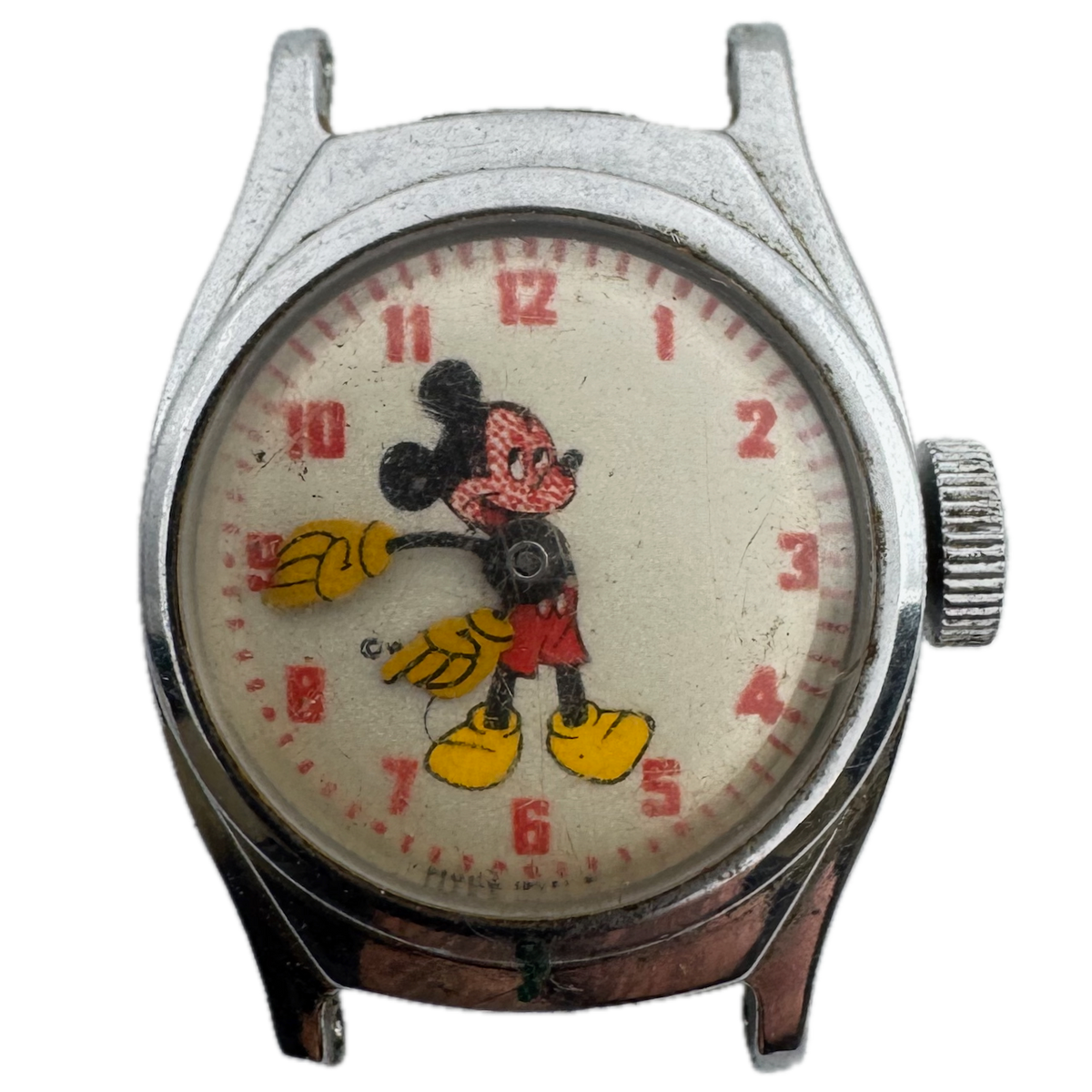 Vintage Timex Disney Mickey Mouse Men's Mechanical Wristwatch USA Steel & Chrome